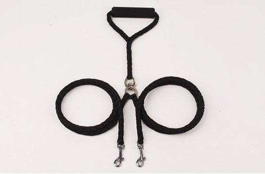 Hand-knitted braided rope dog leash with double-ended traction design for outdoor walks, wear-resistant pet lead
