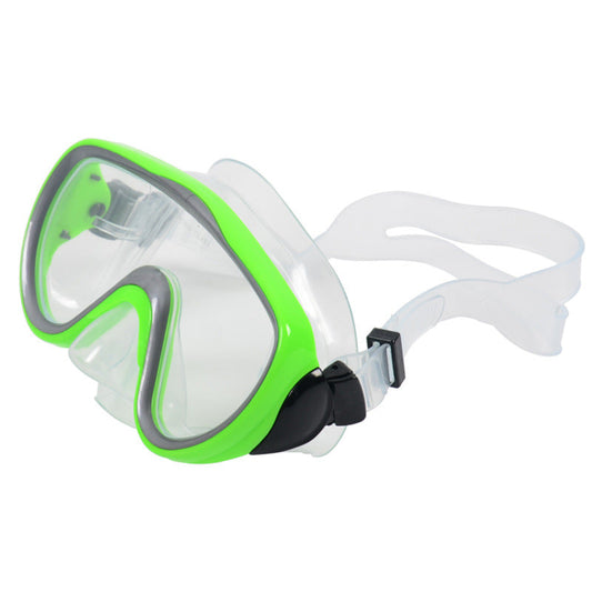 Adult diving goggles for swimming and snorkeling, featuring a clear lens and adjustable strap