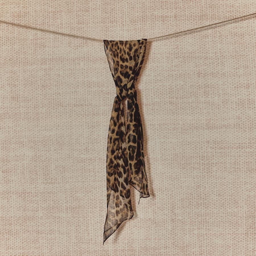 Spring lightweight narrow long silk scarf in a high-end design, shown laid flat