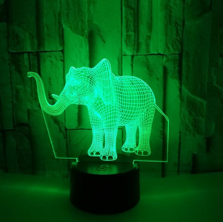 Colorful elephant 3D LED table lamp with touch control for gift or decorative lighting