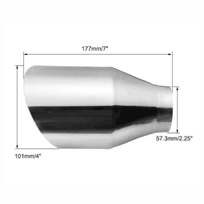 Single layer straight side bevel car exhaust pipe, shown in a polished metal finish