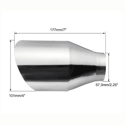Single layer straight side bevel car exhaust pipe, shown in a polished metal finish