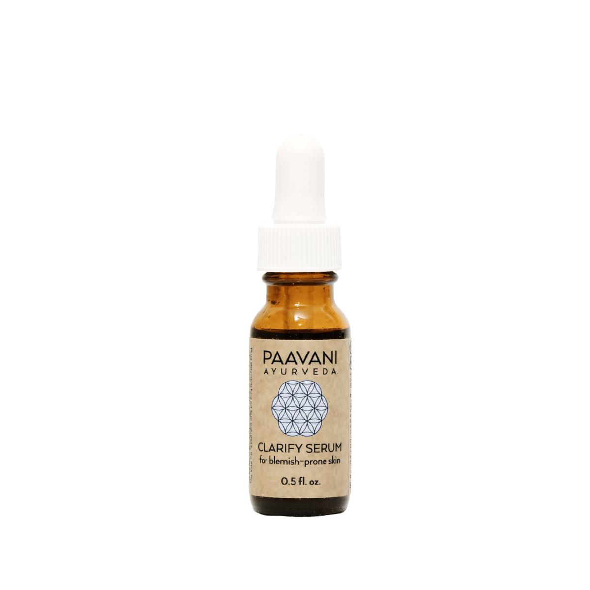 Paavani Ayurveda Clarify Serum, an Ayurvedic face oil for blemish-prone skin, shown in a simple bottle with natural ingredients.