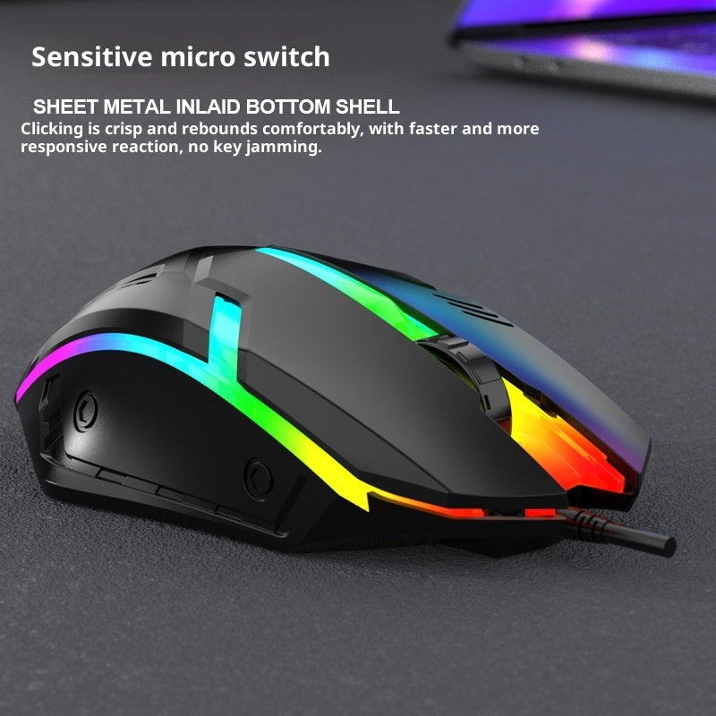 E-sports weighted wired USB gaming mouse for laptop with large ergonomic design