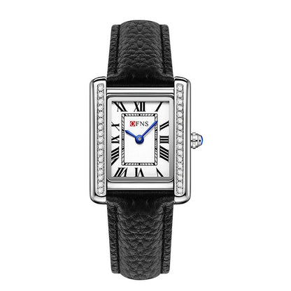 Retro diamond-inlaid women's quartz watch with elegant case and matching couple watch design