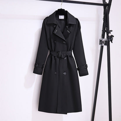 Elegant high-end mid-length women's trench coat in a refined design