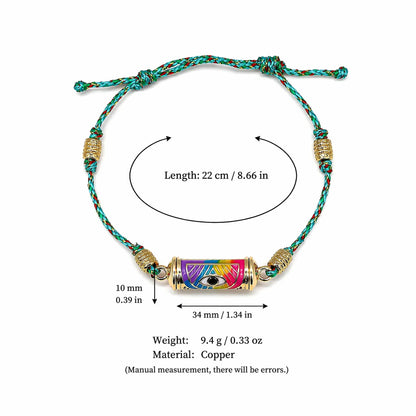 Evil eye kaleidoscope necklace clavicle chain with colorful geometric pendant on a delicate chain