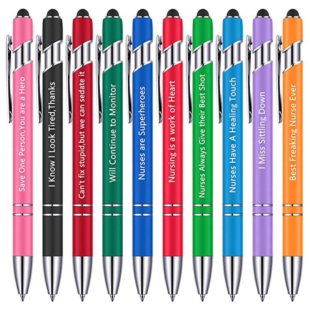 Funny Pen Set - 10 Metal Click Ballpoint Pens