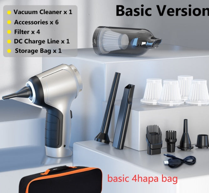 Car-mounted brushless handheld inflatable vacuum cleaner, compact portable design for vehicle interiors