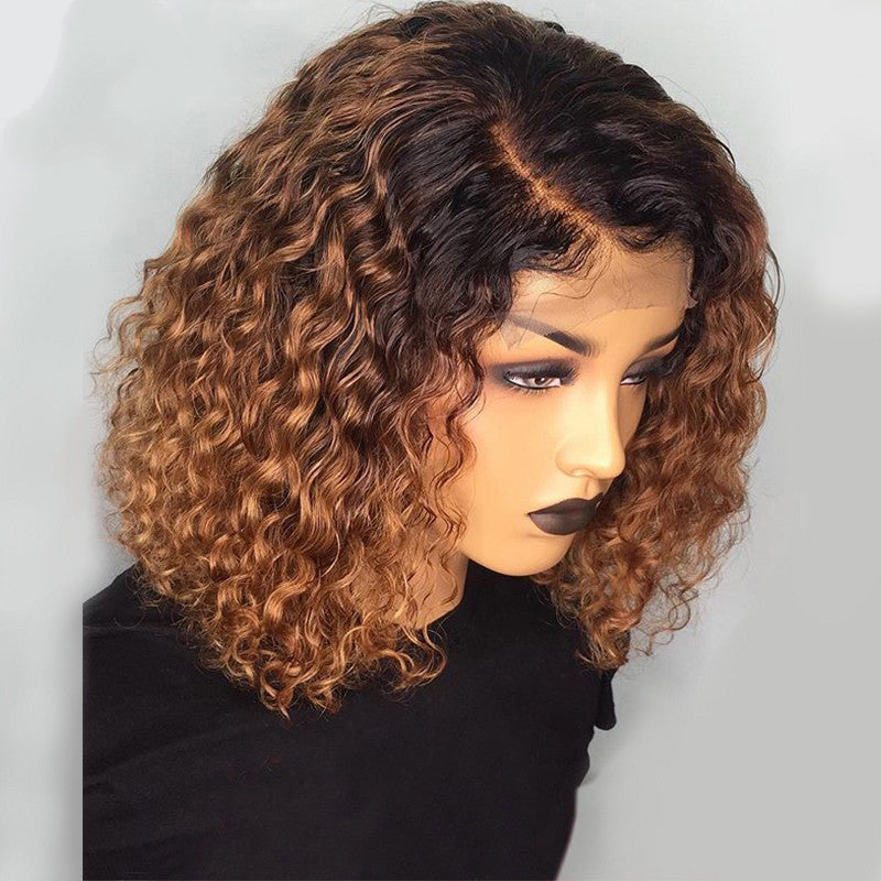 Water wave bob wig human hair, short wavy style in natural black