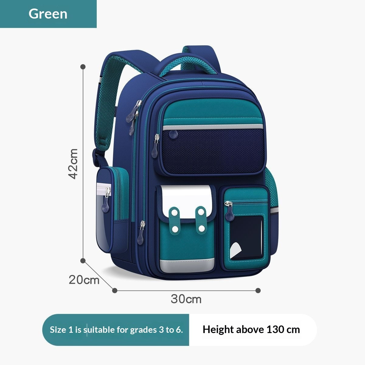 Elementary school spine-protecting backpack with padded shoulder straps and spacious compartments