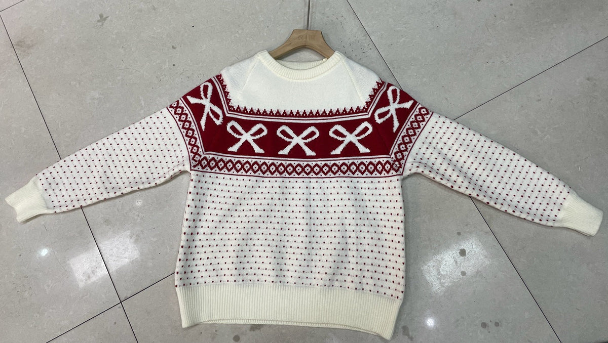 Women's autumn winter jacquard knitted sweater in a textured cross-border design