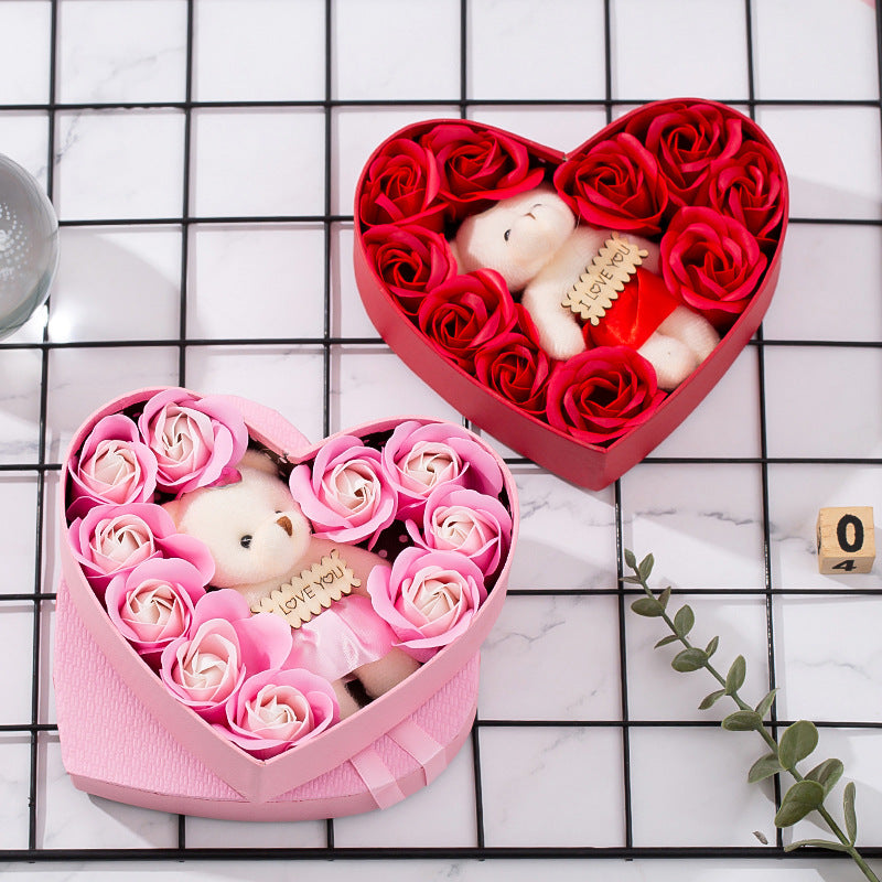 Heart-shaped rose-red gift box for Valentine's Day, Christmas, New Year, Mother's Day, or birthday gifts