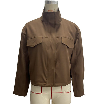 Women's casual jacket with chimney collar in a simple, versatile design