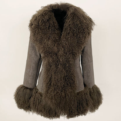 Thickened wool jacket with a suede-like finish, front view