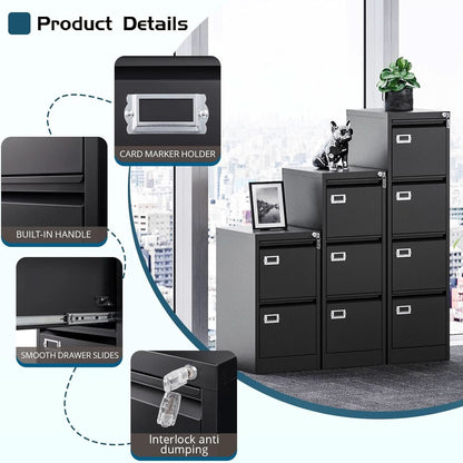 Four-drawer Locking Filing Cabinet from ShipItFurniture, ideal for home office storage with secure locking drawers.