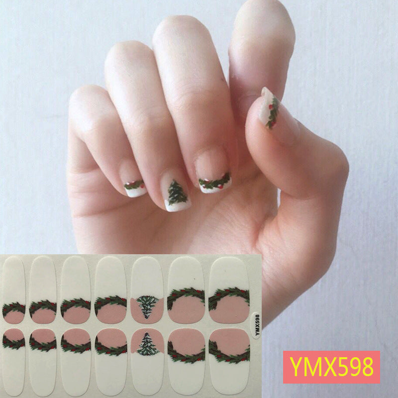 Christmas nail stickers with festive holiday designs, shown on a product sheet
