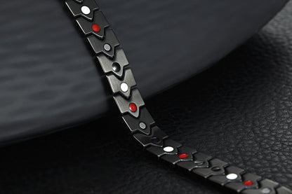 Heart-shaped magnet titanium steel bracelet with polished silver finish