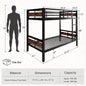 Twin Over Twin Metallic Bunk Bed Vintage Rustic Brown