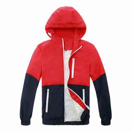 Men's thin hooded trench jacket for spring and autumn, featuring a casual couple fashion design