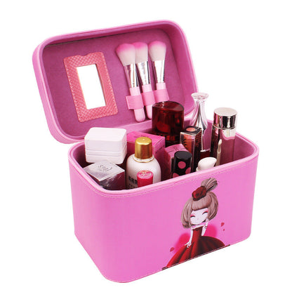 Korean waterproof handheld cosmetic bag makeup toolbox for travel in a compact design