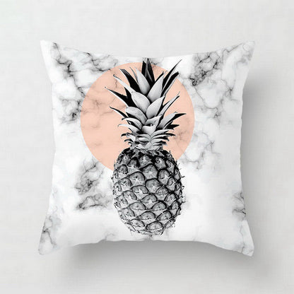 Pink geometric abstract decorative pillow case with modern patterned design