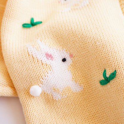 Korean style girls' baby knitted cardigan sweater for autumn and winter children's clothing