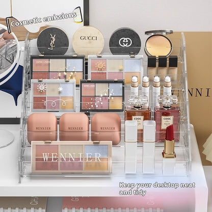 Transparent plastic cosmetics storage box with multiple compartments by My Store