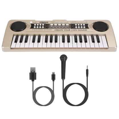 GBruno 37-key digital music electronic keyboard with microphone, colorful electric piano for kids ages 3-10, ideal learning instrument