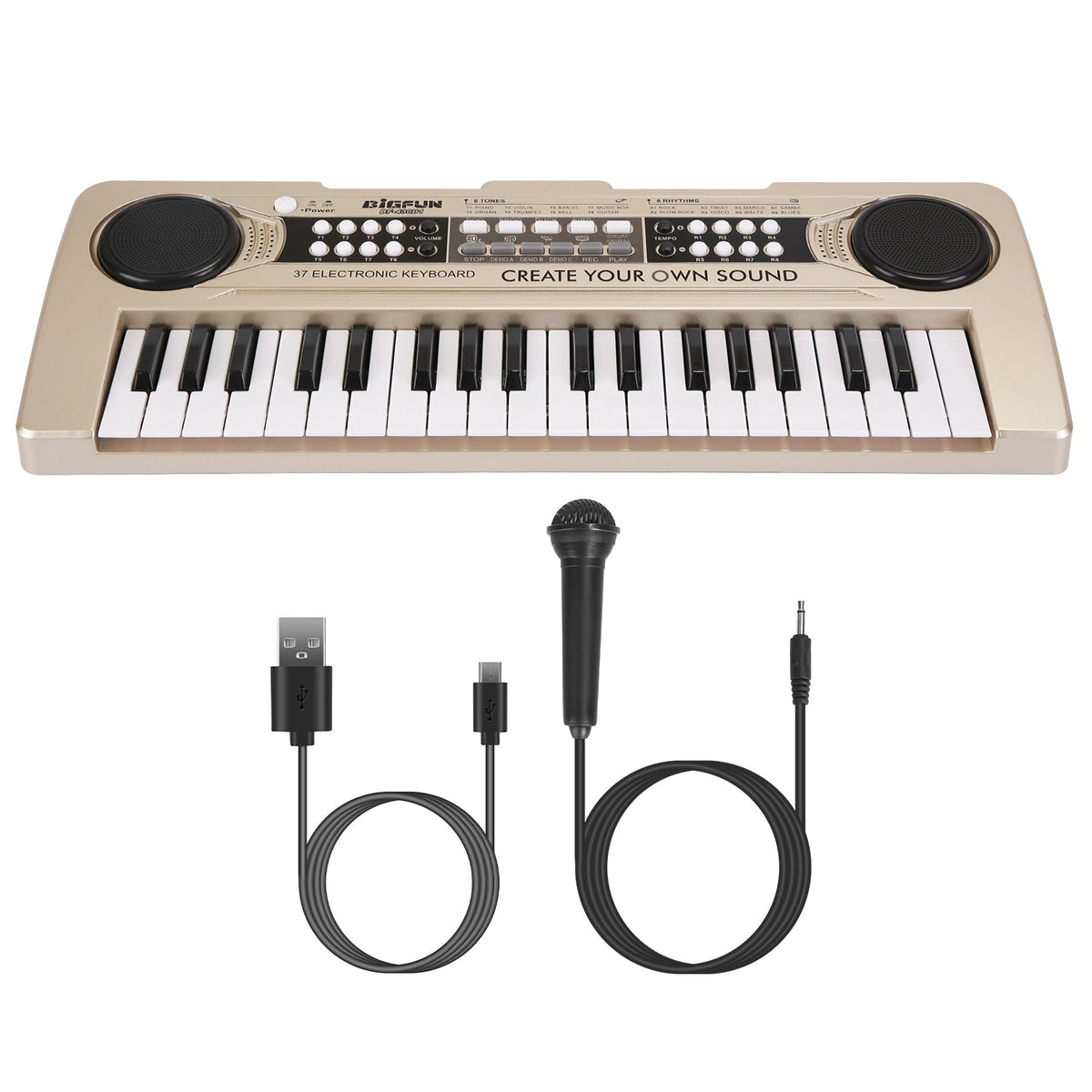 GBruno 37-key digital electronic keyboard with microphone, colorful learning electric piano for kids ages 3-10, girls and boys.
