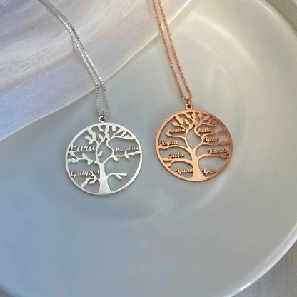 Bohemian Tree of Life necklace by Maiden-Art featuring a detailed pendant on a metal chain.