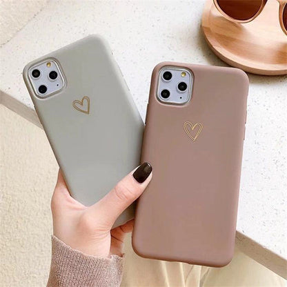 Small simple love iPhone case compatible with Apple, featuring a minimalist heart design