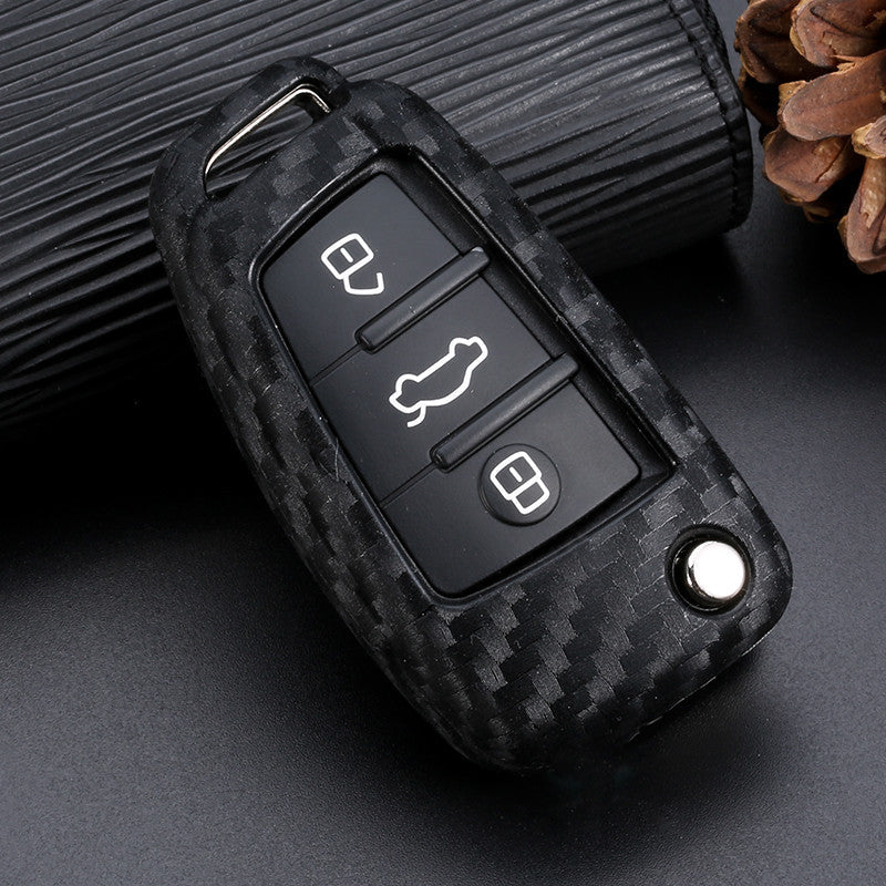 Silicone car key case in black with protective cover design