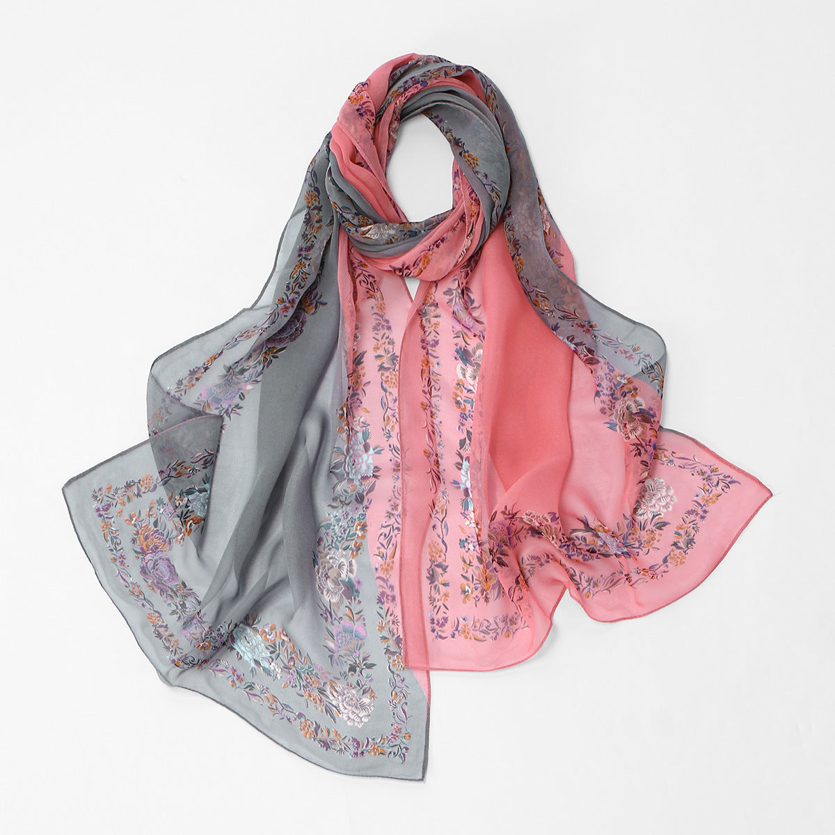 Floral elegant versatile women’s fashion outer shawl in a lightweight draped design