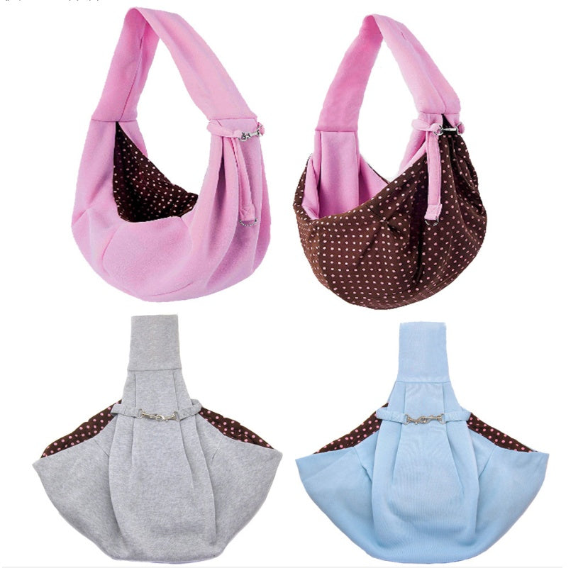 Foldable pet shoulder bag with adjustable strap, compact design for carrying small pets