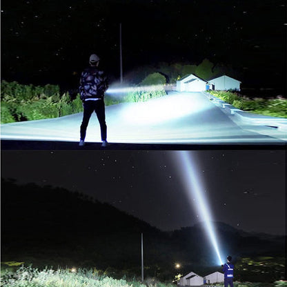 XHP90 powerful LED flashlight with XHP50 tactical torch design, black handheld body
