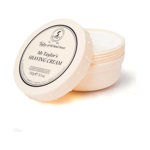 Taylor of Old Bond Street Mr. Taylors Shaving Cream Bowl in 150g, showing the ceramic bowl filled with creamy shaving lather.