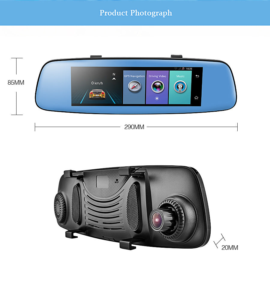 8-inch 4G Android cloud mirror driving recorder with rearview mirror display and dashboard camera functions