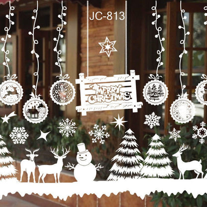 Christmas window stickers with festive holiday decorations in assorted designs