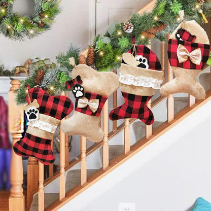 Christmas ornament gift bag with festive Christmas socks design