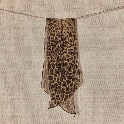 Spring lightweight narrow long silk scarf displayed flat