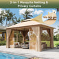 12x10ft outdoor gazebo with stainless steel frame, durable weather-resistant structure for outdoor shade and relaxation.
