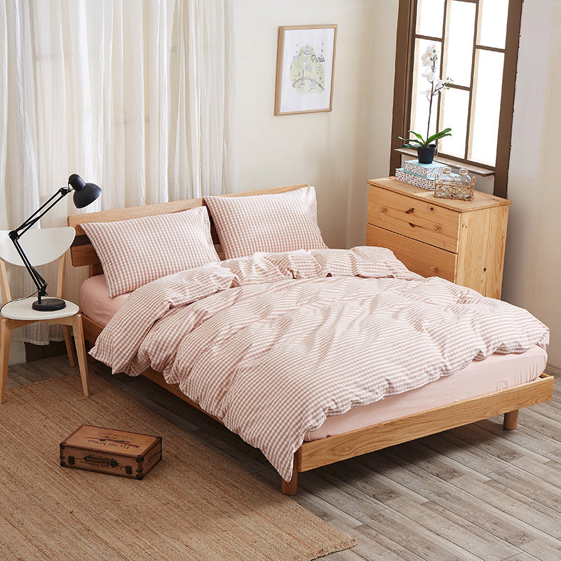 Pure cotton four-piece bed sheet set in a soft, neutral design by My Store