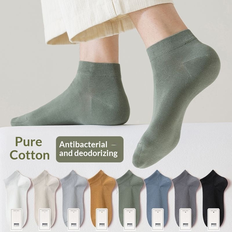 Thin pure cotton men's summer socks, lightweight couples version in a simple ankle-length style