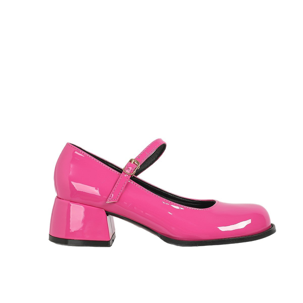Chunky-heeled elegant round-toe preppy-style leather shoes in a classic design