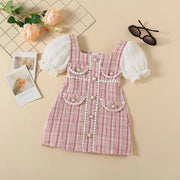 Pearl Button Summer Blouse with Bubble Sleeves