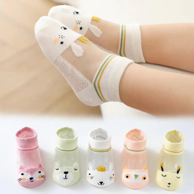5PCS Cute Cartoon Cotton Socks for Kids (Ages 1-12)