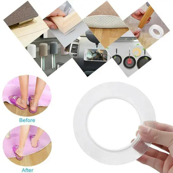 1pc Transparent Nano Tape for Home Decor, Washable & Reusable