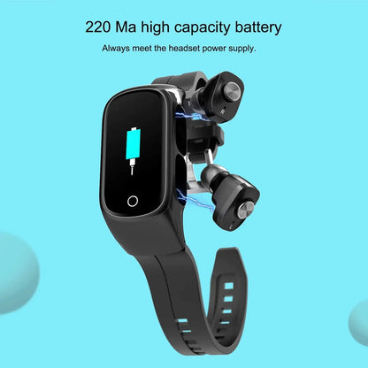 2-In-1 Smart Bracelet With Wireless Earbuds - Fitness Tracker, Heart Rate Monitor & Music Control