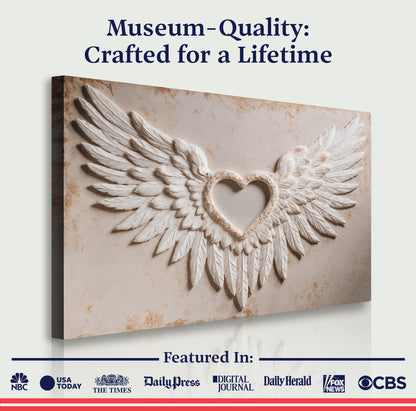 Abstract Wings of Love canvas wall art by Tailored Canvases featuring vibrant, colorful wing design on stretched canvas.